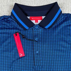 NEW REDVANLY Mens Large Marine Norvins Geometric Golf Polo Shirt R2501